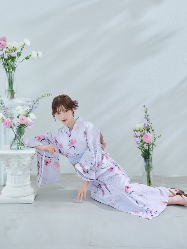 画像12: 【即日発送】【Riuコラボ】ボタニカルフラワーと蝶々の浴衣  【浴衣３点セット 浴衣/帯/下駄】[yo/YMT]