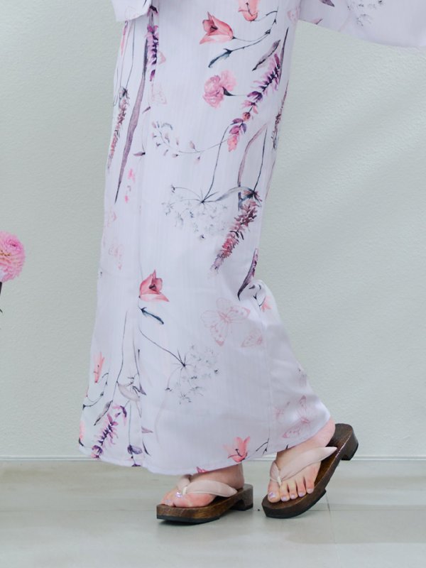 画像19: 【即日発送】【Riuコラボ】ボタニカルフラワーと蝶々の浴衣  【浴衣３点セット 浴衣/帯/下駄】[yo/YMT]