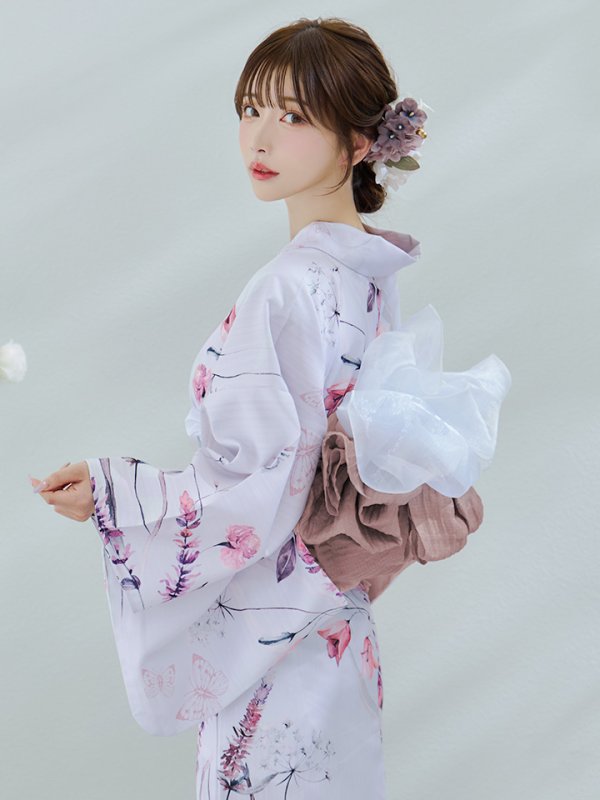 画像3: 【即日発送】【Riuコラボ】ボタニカルフラワーと蝶々の浴衣  【浴衣３点セット 浴衣/帯/下駄】[yo/YMT]