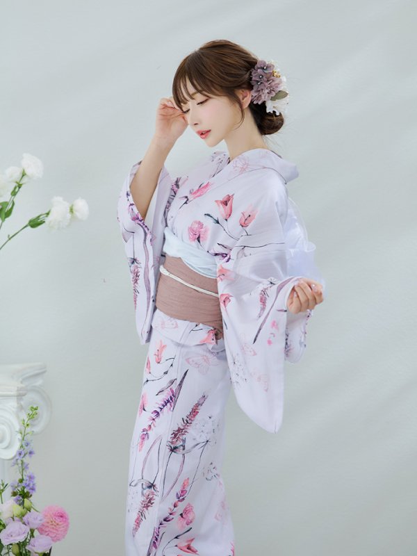 画像7: 【即日発送】【Riuコラボ】ボタニカルフラワーと蝶々の浴衣  【浴衣３点セット 浴衣/帯/下駄】[yo/YMT]