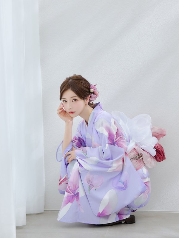 画像10: 【即日発送】【Riuコラボ】パープル地に咲く百合浴衣  【浴衣３点セット 浴衣/帯/下駄】[yo/YMT]