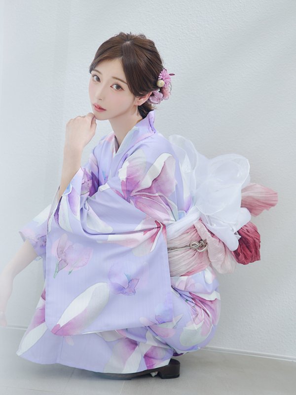 画像14: 【即日発送】【Riuコラボ】パープル地に咲く百合浴衣  【浴衣３点セット 浴衣/帯/下駄】[yo/YMT]