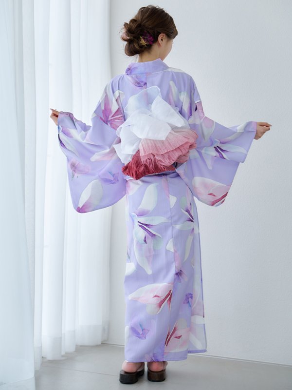 画像17: 【即日発送】【Riuコラボ】パープル地に咲く百合浴衣  【浴衣３点セット 浴衣/帯/下駄】[yo/YMT]