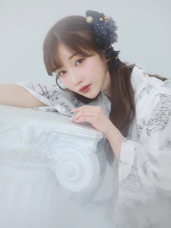 画像17: 【即日発送】【Riuコラボ】白地×パリの街浴衣  【浴衣３点セット 浴衣/帯/下駄】[yo/YMT]