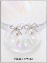 【ピアス】ビジューリボンパールピアス【Fサイズ/1カラー】[OF02] 