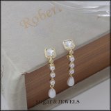 【アクセサリー：イヤリング】スクエアストーン/ パール/ ピアス【1サイズ/1カラー】[OF02]