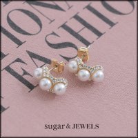 【アクセサリー：ピアス】パール/ビジュー/ゴールド/ピアス【Fサイズ/1カラー】[OF02]