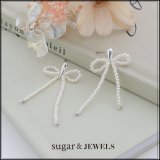 【アクセサリー：ピアス】パールリボンピアス【1カラー】[OF08] 