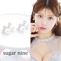 【アクセサリー：ピアス】リボンビジューパールピアス【2カラー】[OF02]