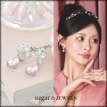 【アクセサリー：ピアス】ドロップフラワービジューシルバーピアス【1カラー】[OF02]