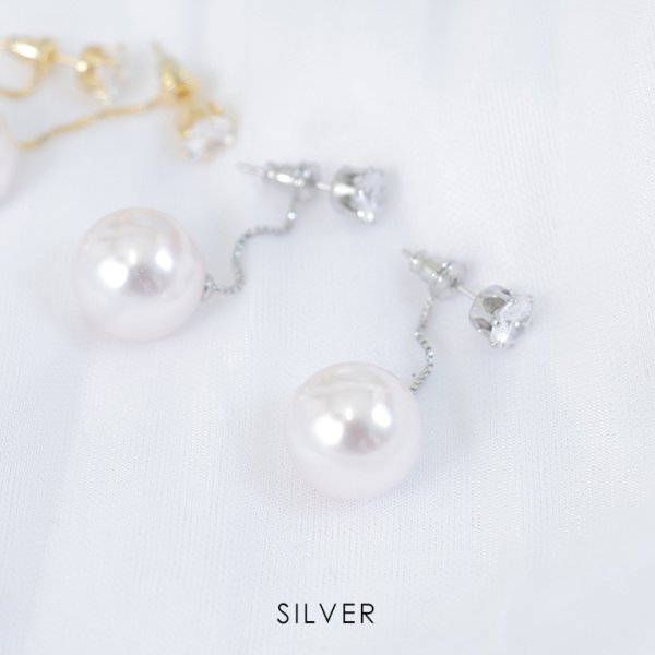 画像3: ビッグパールチェーンピアス【アクセサリー：ピアス】【Fサイズ/2カラー】[OF02]