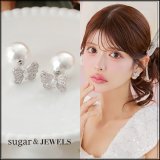 【アクセサリー：ピアス】バタフライ大粒パールピアス【1カラー】[OF02]