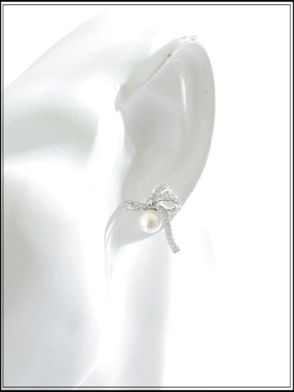 画像2: 【ピアス】ビジューリボンパールピアス【Fサイズ/1カラー】[OF02] 【YN】