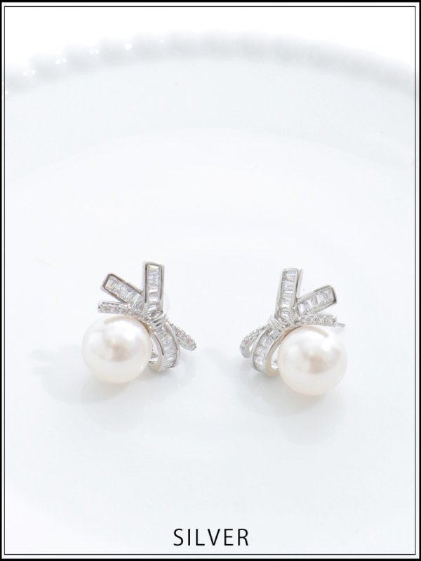 画像2: 【アクセサリー：ピアス】タイデザインパールピアス【Fサイズ/1カラー】[OF03]
