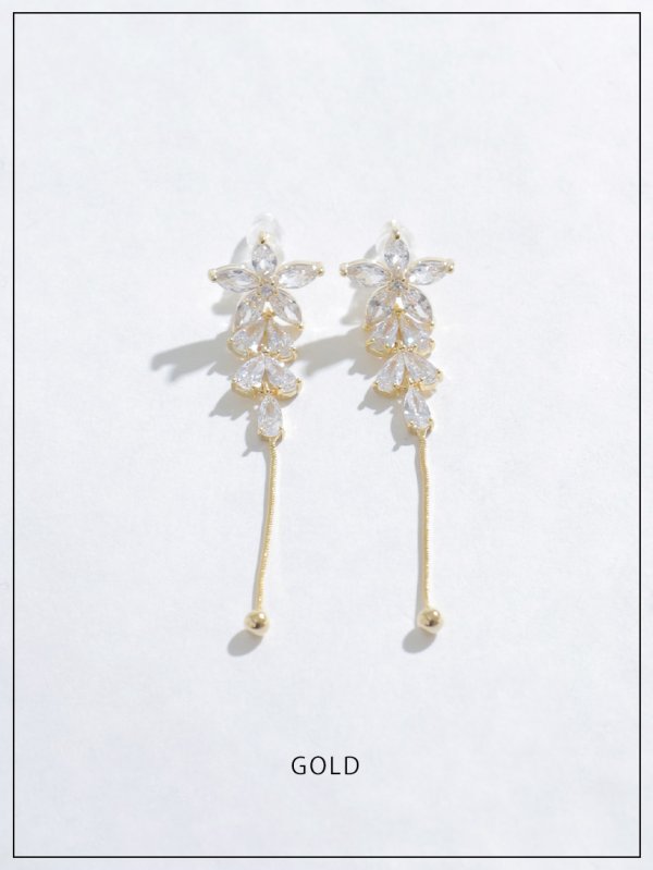 画像3: 【ピアス】フラワードロップビジューロングピアス【Fサイズ/2カラー】[OF02]