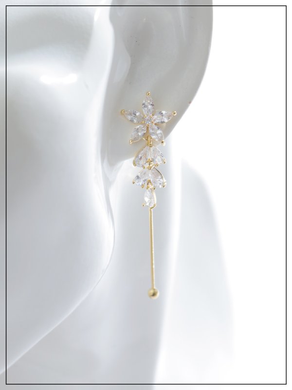 画像6: 【ピアス】フラワードロップビジューロングピアス【Fサイズ/2カラー】[OF02]