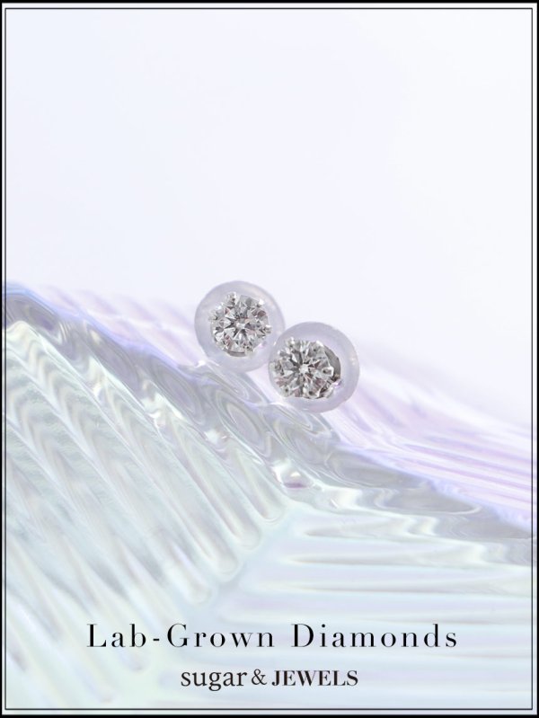 画像1: 【ラボグロウン ダイヤモンド】ダイヤモンドスタッズピアス【Fサイズ/1カラー】[OF09]