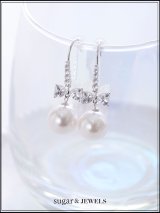 【ピアス】ハートビジューリボンパールフックピアス【Fサイズ/1カラー】[OF02] 