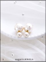 【ピアス】ビジューダブルパールピアス【Fサイズ/1カラー】[OF02] 