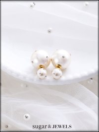 【ピアス】ビジューダブルパールピアス【Fサイズ/1カラー】[OF02] 