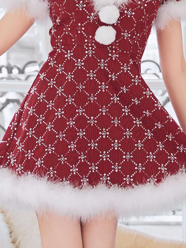 画像8: 【SALE!】【サンタコス 4点セット】【XS-Lサイズ/2カラー】ビジューフレアスカートサンタコスプレ[YMT]