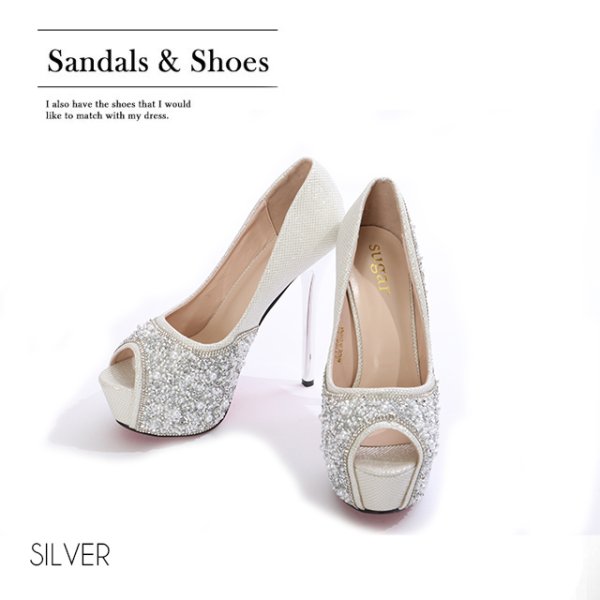 画像3: 再入荷!ビジューオープントゥプラットフォームパンプス【34-40サイズ/2カラー】[OF02]