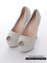 【サンダル】パールビジューグリッターサンダル【35-39サイズ/1カラー】【YN】【1カラー】[OF02] 