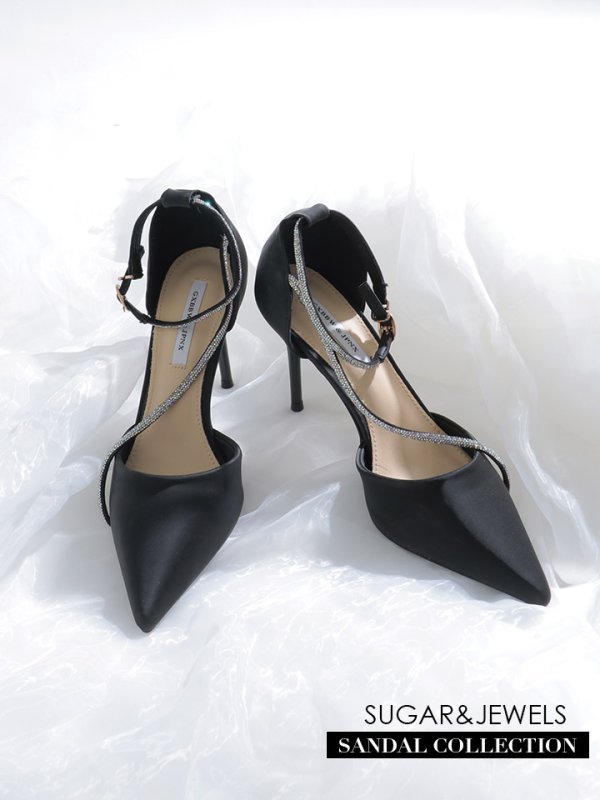 画像1: 【パンプス】ポインテッドトゥビジューストラップパンプス【35-39サイズ/1カラー】[OF02] 【YN】