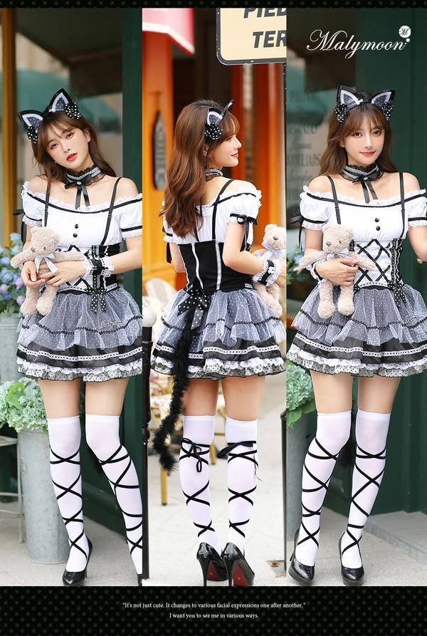 画像8: 猫耳メイドにゃん《ハロウィンコスプレ5点セット》【Malymoon/マリームーン】[HC02]