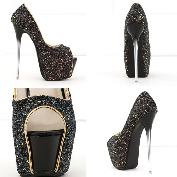 画像3: 【ANGEL R/エンジェルアール】オープントゥ/ラメ/16.5cmヒール/パンプス[OF02]