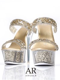 【ANGEL R/エンジェルアール】15cmヒール/ ビジュー/ ラメ/ ラインストーン/ オープントゥ/ ハイヒール/ サンダル[OF02]【一部予約商品/5月中旬-5月下旬発送予定】