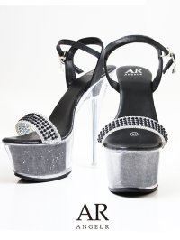 【ANGEL R/エンジェルアール】17cmヒール/ パール/ ビジュー/ ワンベルト/ オープントゥ/ ラメ/ ハイヒール/ サンダル[OF02]【一部予約商品/5月中旬-5月下旬発送予定】