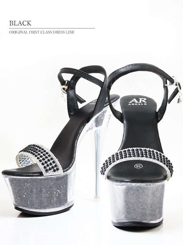 画像4: 【Angel R/エンジェルアール】17cmヒール/ パール/ ビジュー/ ワンベルト/ オープントゥ/ ラメ/ ハイヒール/ サンダル[OF02]