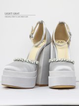 【ANGEL R/エンジェルアール】15cmヒール/ ビジュー/ ハートチャーム/ ラインストーン/ ストラップ/ チャンキーヒール/ ハイヒール /サンダル[OF02]