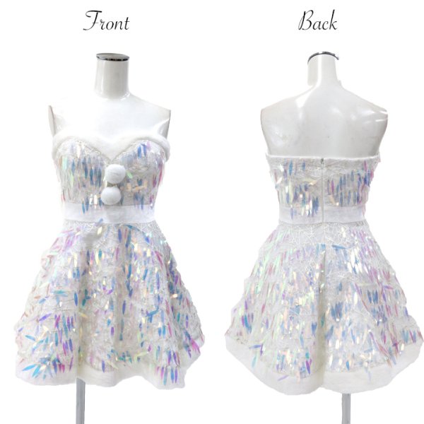 画像7: 【サンタセール！】【X'mas5点セット】オーロラスパンコールベアトップフレアサンタコスプレ[YMT]