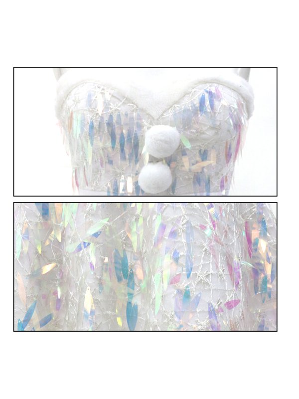 画像13: 【サンタセール！】【sugar nine サンタコス 5点セット】【XS〜Lサイズ/1カラー】オーロラスパンコールベアトップフレアサンタコスプレ(5578SB)[YMT]