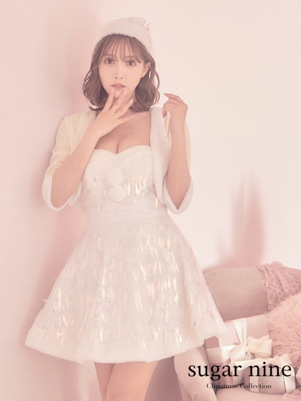 画像3: 【サンタセール！】【sugar nine サンタコス 5点セット】【XS〜Lサイズ/1カラー】オーロラスパンコールベアトップフレアサンタコスプレ(5578SB)[YMT]