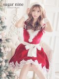 【sugar nine サンタコス 5点セット】【S-XLサイズ/2カラー】フレアスリーブ刺繍レースフレアサンタ[YMT]
