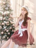【sugar nine サンタコス 5点セット】【S-XLサイズ/2カラー】フレアスリーブ刺繍レースフレアサンタ[YMT]