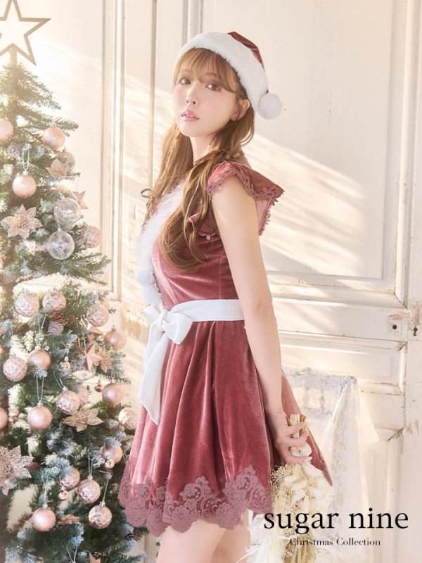 画像14: 【sugar nine サンタコス 5点セット】【S-XLサイズ/2カラー】フレアスリーブ刺繍レースフレアサンタ[OF03]