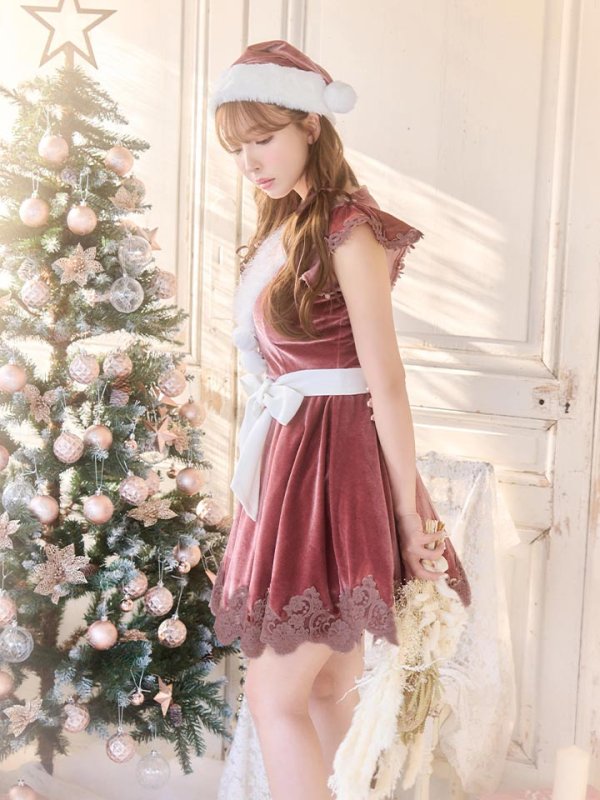 画像3: 【sugar nine サンタコス 5点セット】【S-XLサイズ/2カラー】フレアスリーブ刺繍レースフレアサンタ[OF03]