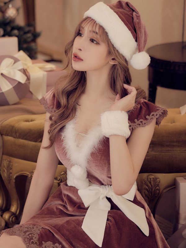 画像8: 【sugar nine サンタコス 5点セット】【S-XLサイズ/2カラー】フレアスリーブ刺繍レースフレアサンタ[OF04]