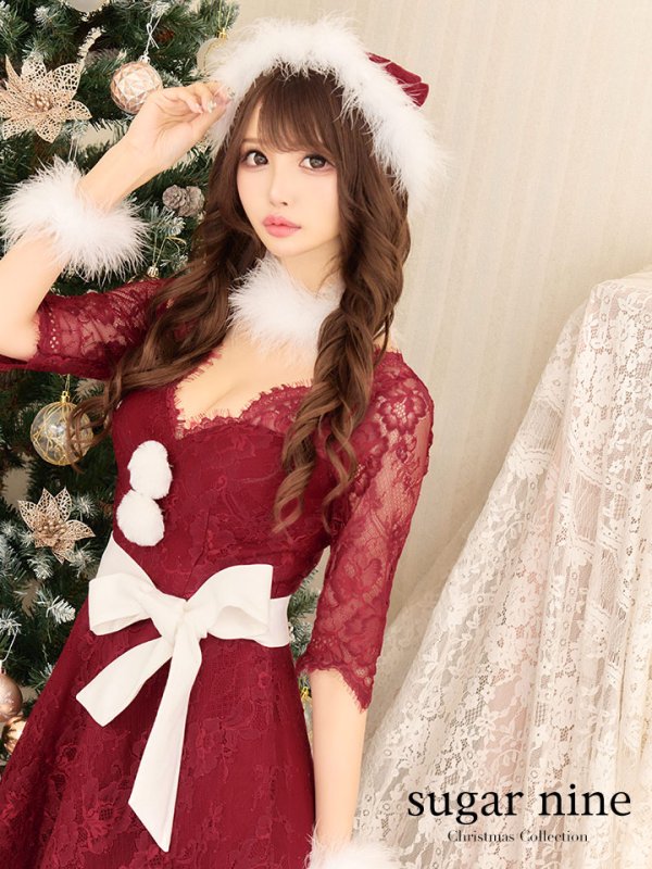 画像3: 即日発送!【sugar nine サンタコス 6点セット】【S-XLサイズ/1カラー】総レースフレアサンタ[YMT]
