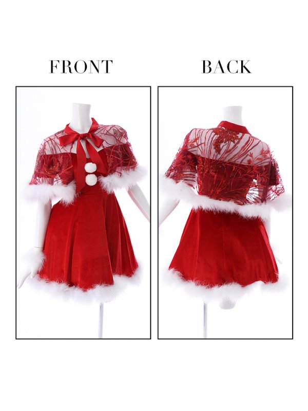 画像34: 【ノベルティ対象】【即日発送】【sugar nine サンタコス 5点セット】【S-XLサイズ/3カラー】ポンチョ付きフレアサンタコスプレ[YMT]