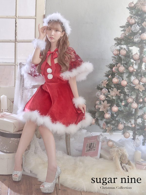 画像16: 【ノベルティ対象】【即日発送】【sugar nine サンタコス 5点セット】【S-XLサイズ/3カラー】ポンチョ付きフレアサンタコスプレ[YMT]