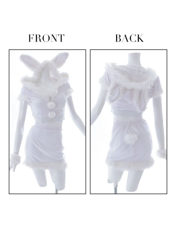 画像8: 【即日発送！】【XS-XLサイズ/3カラー】ベロアフードバニーセットアップサンタコスプレ[YMT]