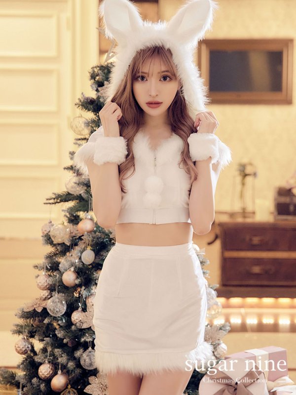 画像3: 【即日発送！】【XS-XLサイズ/3カラー】ベロアフードバニーセットアップサンタコスプレ[YMT]