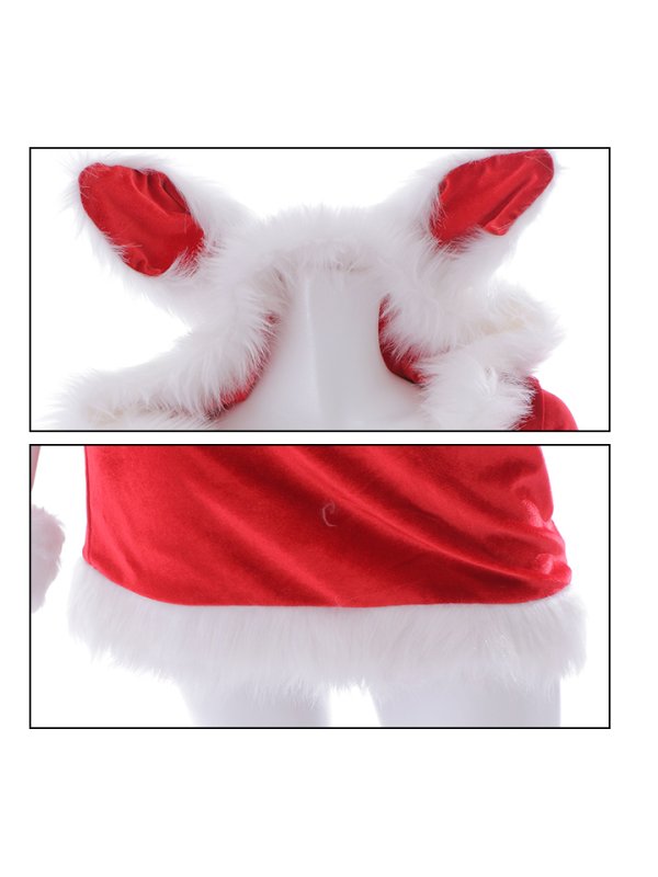 画像12: 【即日発送！】【XS-XLサイズ/3カラー】ベロアフードバニーセットアップサンタコスプレ[YMT]