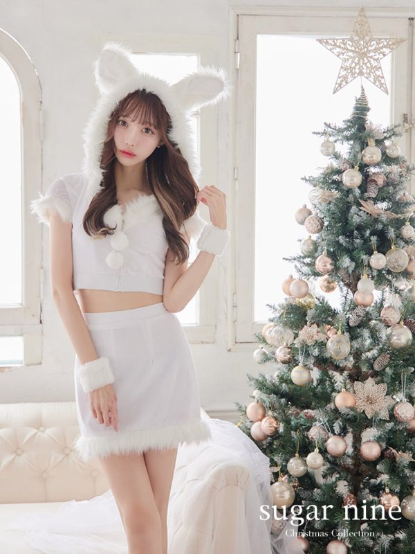 画像3: 【即日発送！】【XS-XLサイズ/3カラー】ベロアフードバニーセットアップサンタコスプレ[YMT]