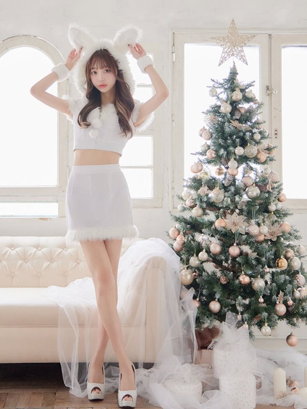 画像5: 【即日発送！】【XS-XLサイズ/3カラー】ベロアフードバニーセットアップサンタコスプレ[YMT]